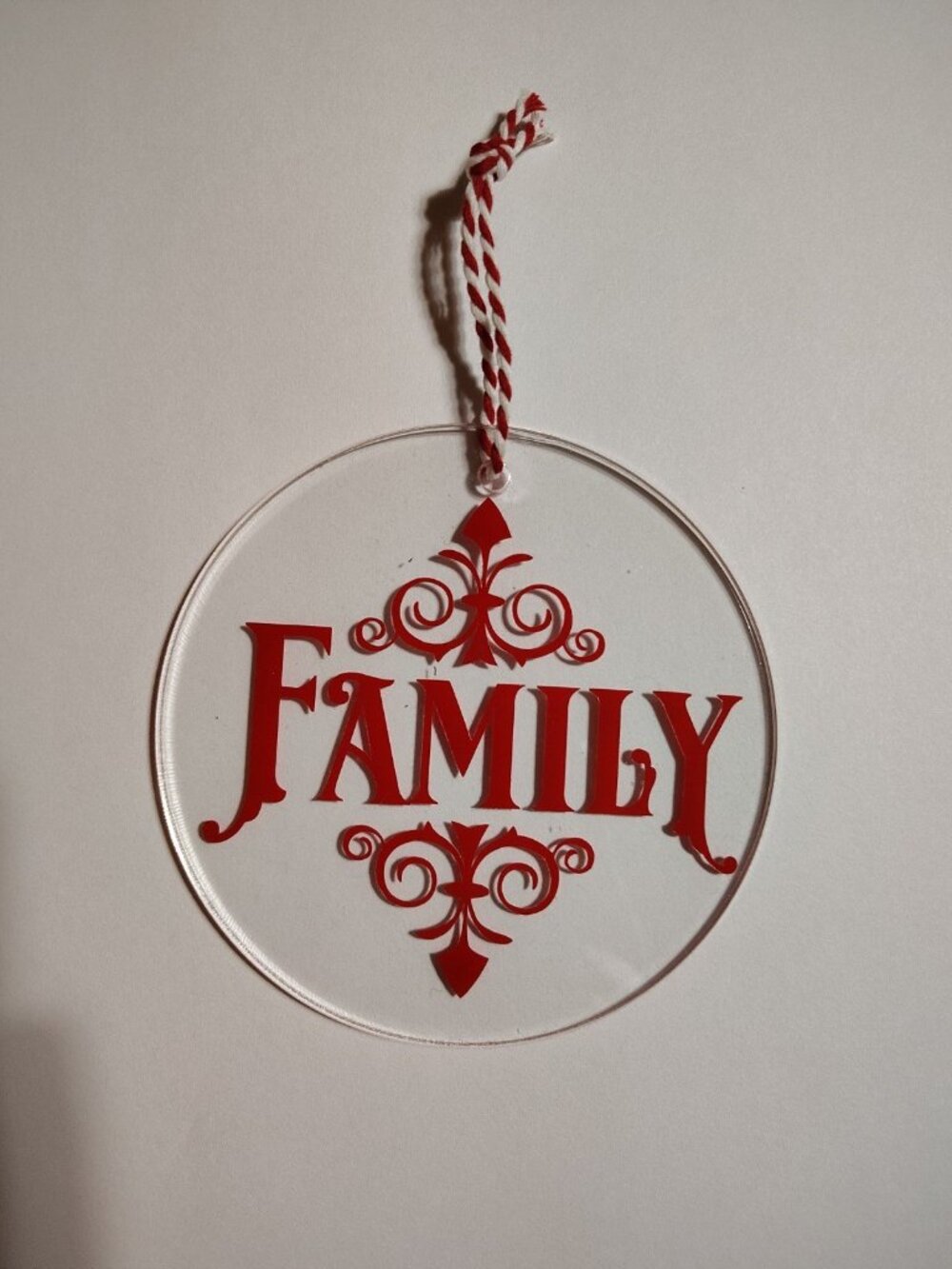 Handmade Vinyl Acrylic Christmas Ornament 4.5" (Family)